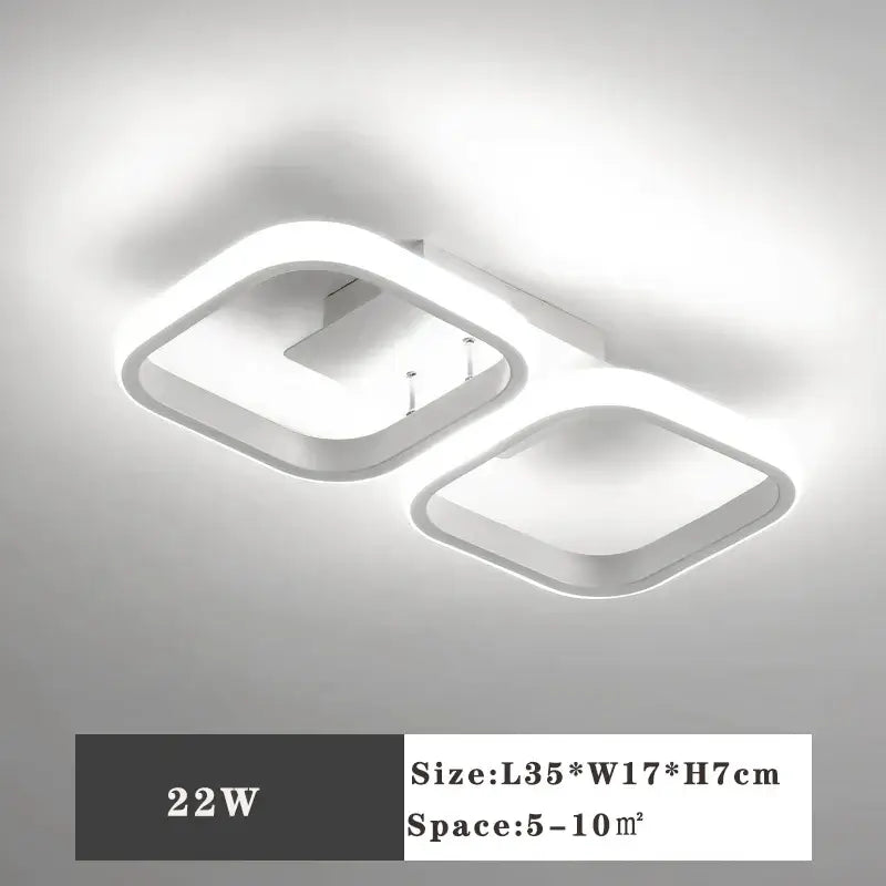Modern minimalist black and white led ceiling lamp with sleek geometric interconnected square frames for bedroom lighting decorbites led ceiling