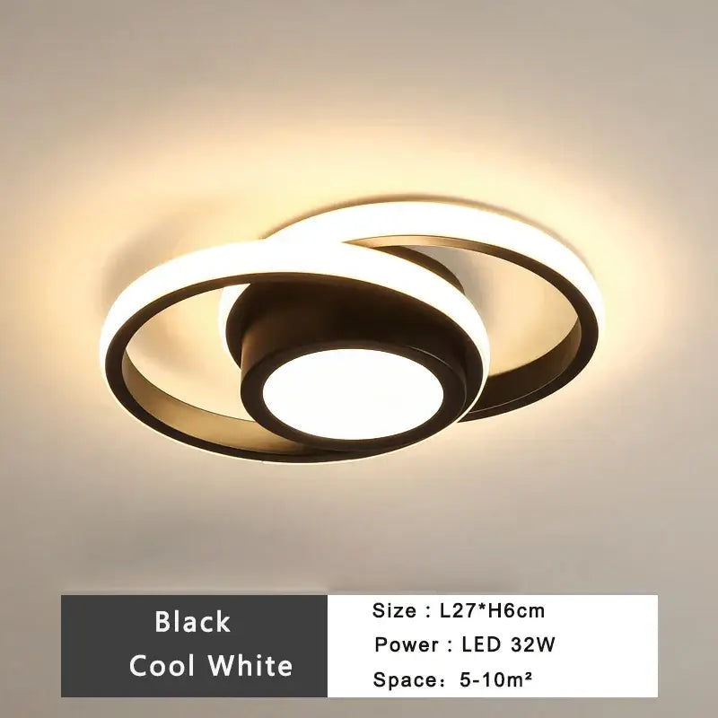 Modern minimalist black and white led ceiling lamp with sleek intertwined circular design for bedroom lighting decorbites led ceiling