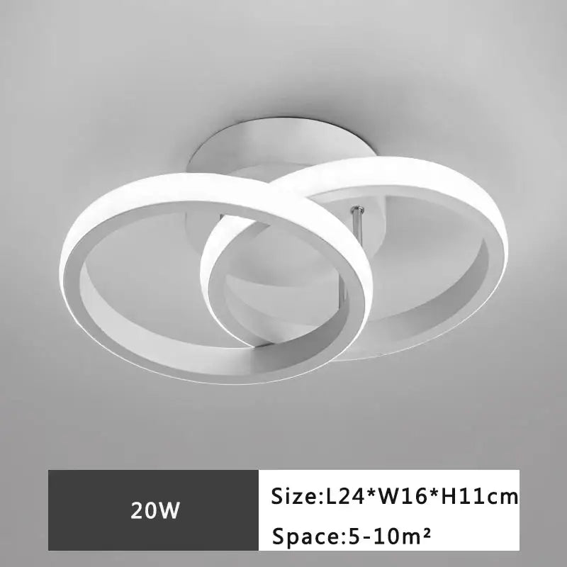 Modern minimalist black and white led ceiling lamp with two interlocking circular rings for bedroom decorbites led ceiling lighting