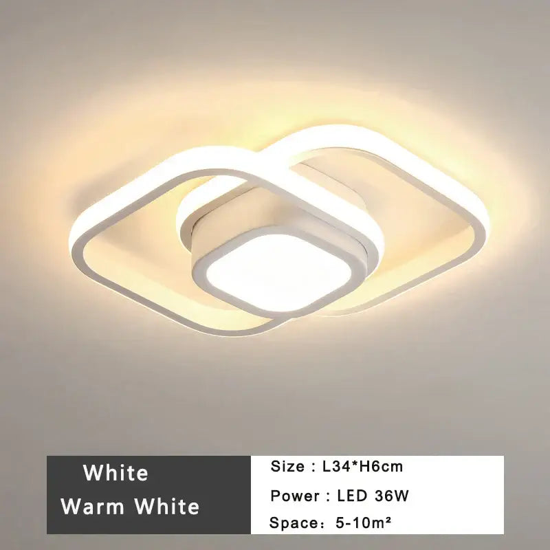 Modern minimalist black and white led ceiling lamp with interlocking square frames and warm white led ceiling light decorbites ceiling lamp