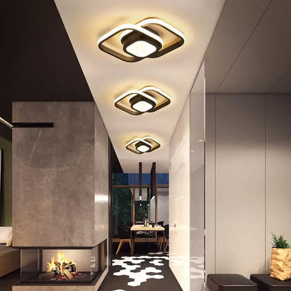 Modern minimalist black and white led ceiling lamp with geometric design for bedroom lighting by decorbites led ceiling