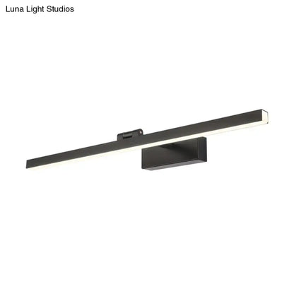 Modern black rectangular tubular vanity lamp with a sleek minimalist design and slim profile for bathroom use