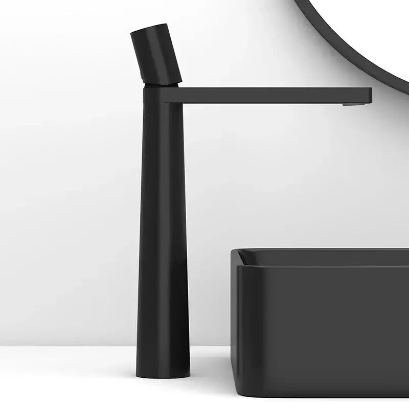 Black matte basin faucet with sleek minimalist design complementing decorbites brushed gold bathroom mixer tap