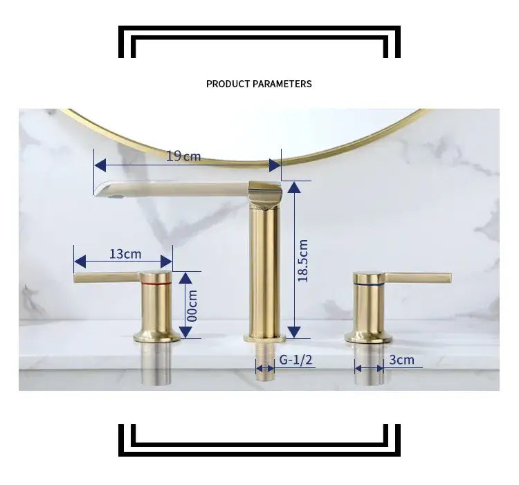 Modern minimalist brushed gold brass widespread bathroom faucet set with decorbites brushed gold sleek design and finish
