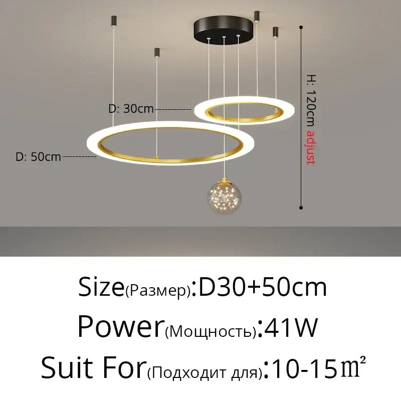 Modern minimalist decorbites circle ring pendant chandelier with gold frame white led glow for living room decor