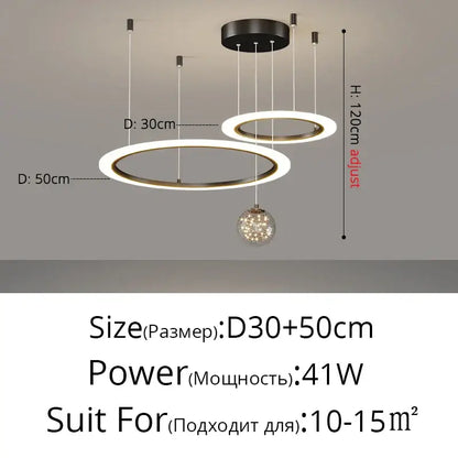 Modern minimalist circle ring pendant light with warm white led, gold-toned metal, and crystal sphere for bedroom decorbites circle ring