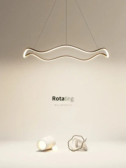 Modern minimalist circle wave led pendant chandelier with sleek wave design and warm led illumination for dining room decorbites circle wave