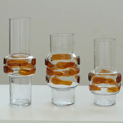 Modern minimalist decorbites clear glass vases with amber fused glass bands for living room decorbites clear glass decor