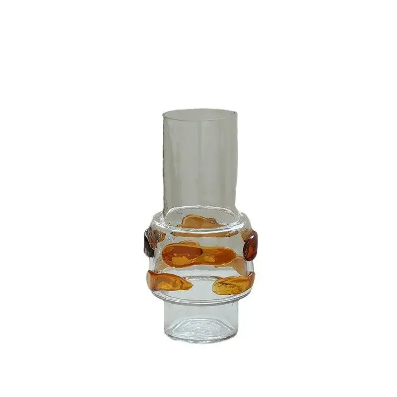 Modern minimalist decorbites clear glass vase with amber irregular bubble inlays perfect for living room decor