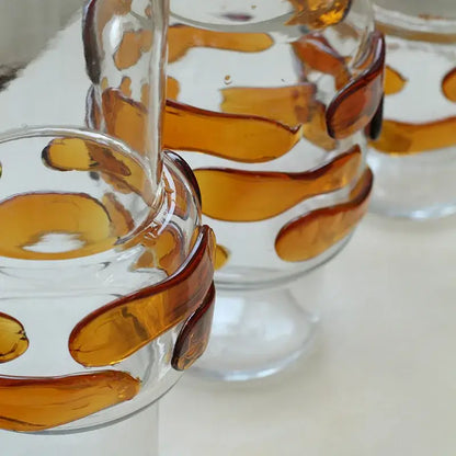Modern minimalist clear glass vase with amber wavy bands glass vase bubble perfect for living room decorbites decor