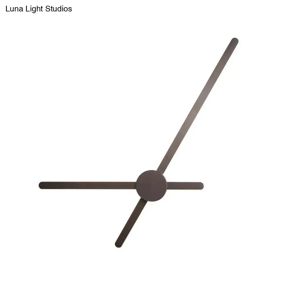 Modern minimalist coffee finish wall lamp with 220v-240v 110v-120v compatibility featuring a circular clock hub and slender metal hands