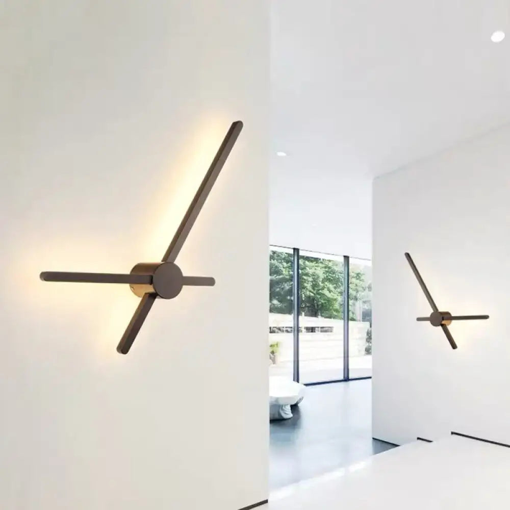 Modern minimalist wall lamp with coffee finish matte bronze circular base and four slender arms for bedroom sconce 220v-240v 110v-120v