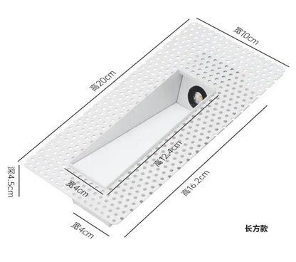 White rectangular recessed concrete led underground lamp with perforated metal grille for garden stairway lighting