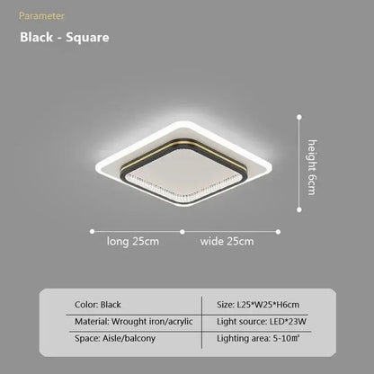 Modern minimalist black square crystal led ceiling light with wrought iron and acrylic frame by decorbites ceiling lights