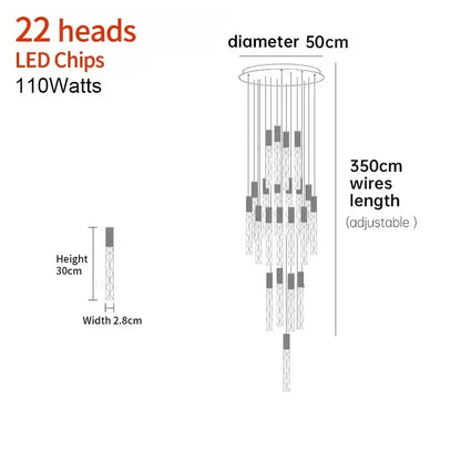 Modern minimalist crystal led pendant light with 22 led chips, metallic frame, and adjustable wires for living room decorbites crystal led