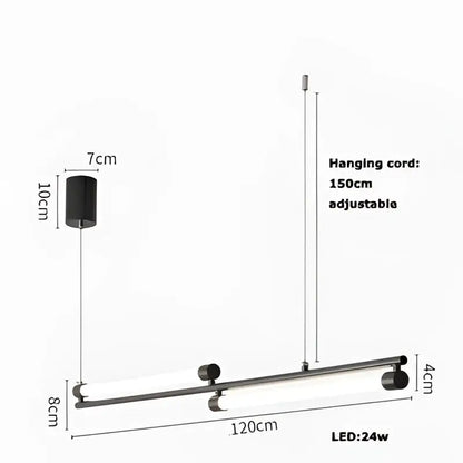 Black cylindrical modern minimalist dimmable led acryl chandelier with adjustable hanging cord for dining room decorbites dimmable led