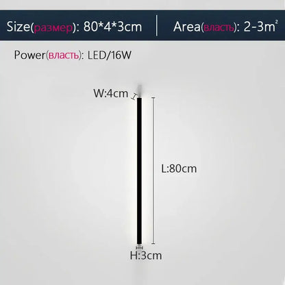 Slim elegant black led wall lamp by decorbites with modern minimalist design and 80cm length for bedroom decor
