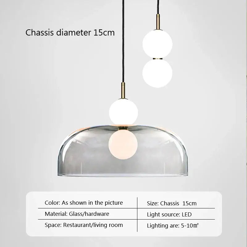 Modern minimalist pendant light with clear glass ball dome and three white LED bulbs by brass hardware for living room decorbites glass ball