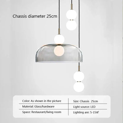 Modern minimalist glass ball pendant light with semi-transparent dome and three bulbs suspended by black cords for living room decorbites glass ball pendant