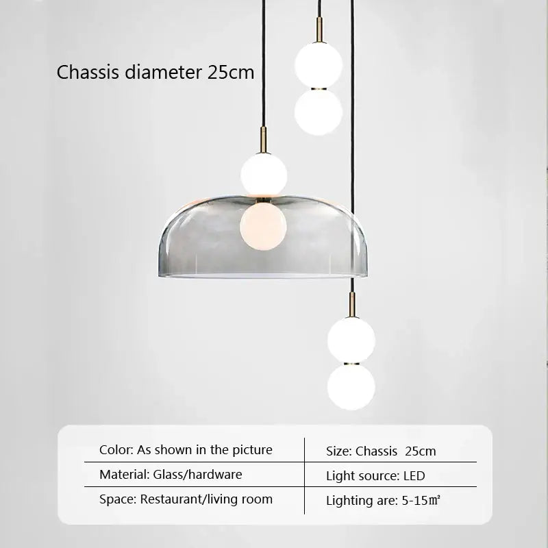 Modern minimalist glass ball pendant light with semi-transparent dome and three bulbs for living room decorbites pendant light