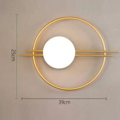 Modern minimalist gold and black glass gold led wall lamp with gold-toned circular sconce and horizontal bars for bedroom decorbites wall lamp