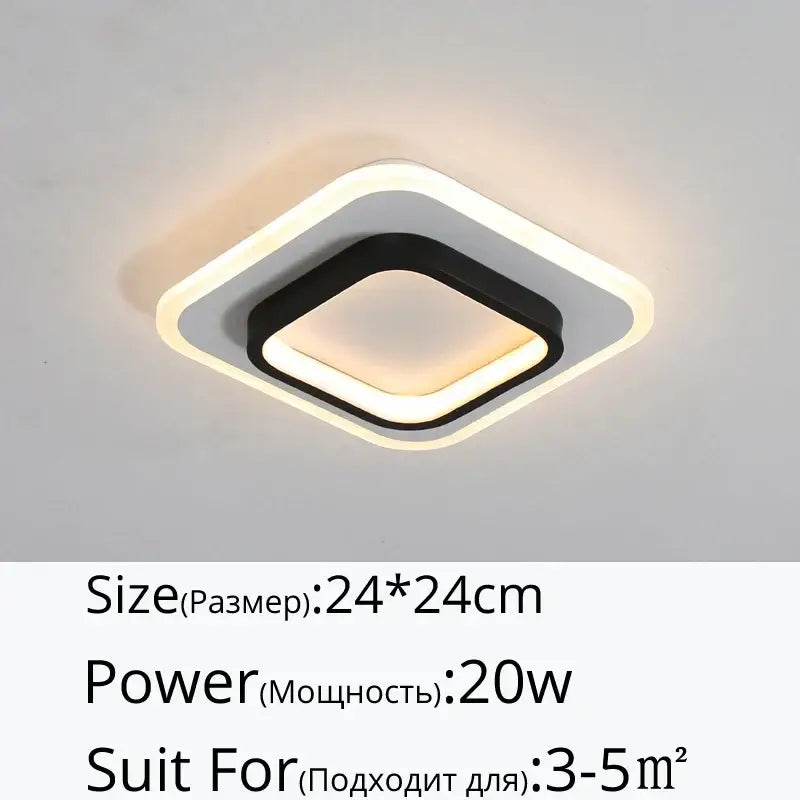Modern minimalist led ceiling light with sleek black and white frame and warm glow decorbites led ceiling illumination