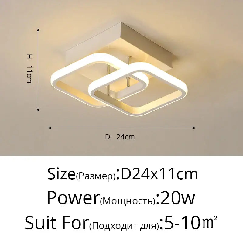 Modern minimalist gold led ceiling light with white geometric interlocking square design for living room decorbites led ceiling
