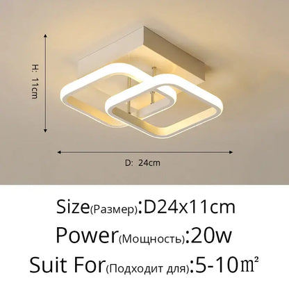 Modern minimalist gold led ceiling light with white geometric interlocking square design for living room decorbites led ceiling