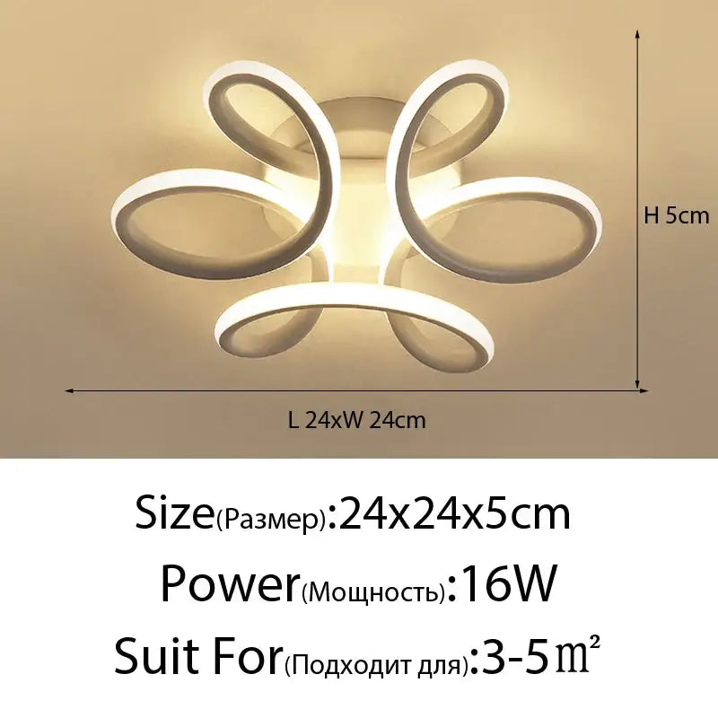 Modern minimalist gold led ceiling light with white flower-like acrylic design for living room decorbites led ceiling light