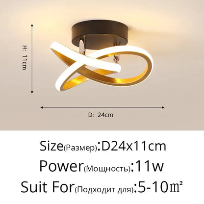 Modern minimalist gold led ceiling light with curved arms and infinity-loop design for stylish living room decorbites ceiling light
