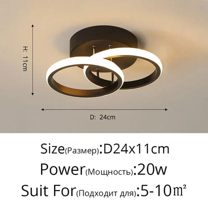 Modern black and white led ceiling light with two interlocking rings for minimalist decorbites led ceiling decor