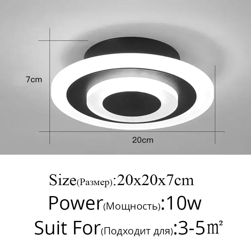 Modern black and white circular decorbites led ceiling light with concentric rings for minimalist living room decor