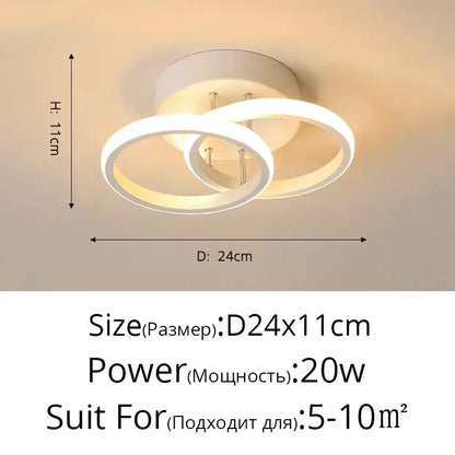 Modern minimalist white led ceiling light with two interlocking rings and warm glow for living room decorbites led ceiling
