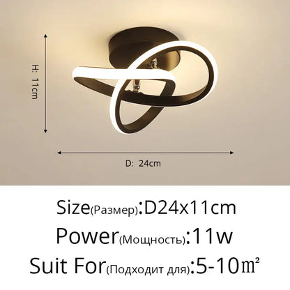 Modern minimalist black and white decorbites led ceiling light with sleek intertwined rings for living room decor