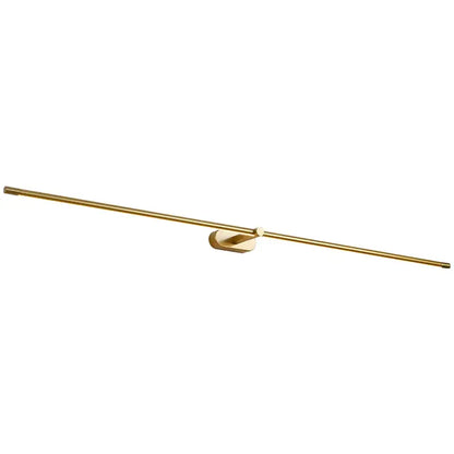 Gold-toned minimalist led mirror light with sleek cylindrical design and brushed metal finish for bathroom wall mounting