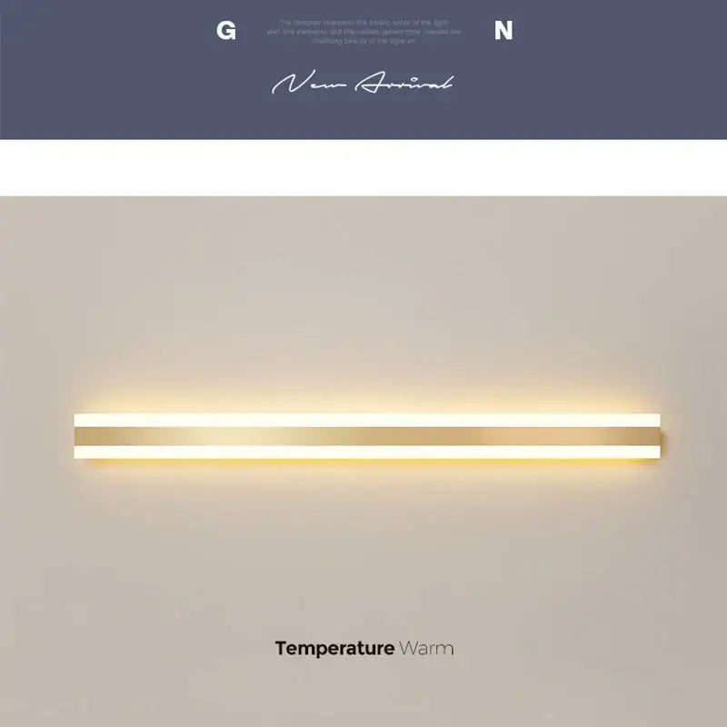 Modern minimalist gold led outdoor wall sconce with two horizontal bars emitting warm golden light for garden decorbites gold led