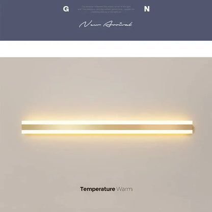 Modern minimalist gold led outdoor wall sconce with two horizontal bars emitting warm golden light for garden decorbites gold led