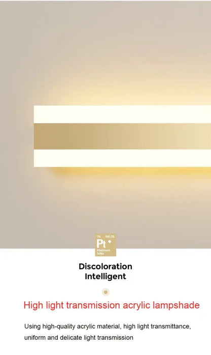 A sleek modern wall sconce featuring gold led outdoor design with translucent white and gold acrylic bands by decorbites