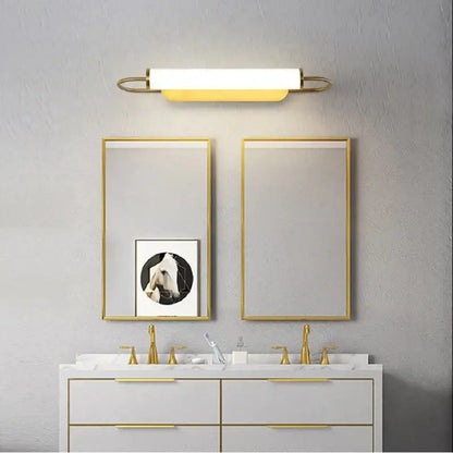 Modern minimalist gold rectangular led wall lamp with frosted glass diffuser for bedroom lighting use
