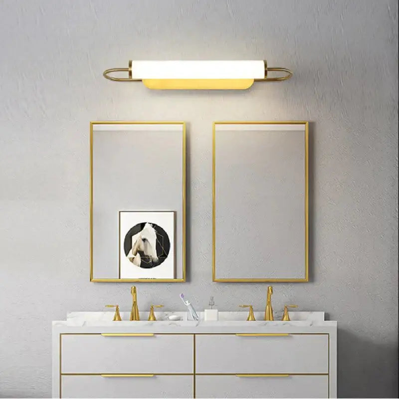 Modern minimalist gold rectangular led wall lamp with frosted glass diffuser for bedroom lighting use