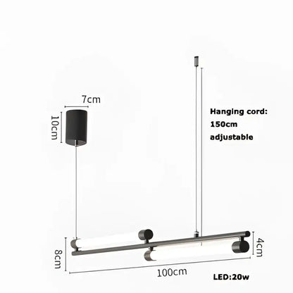 Modern minimalist led black gold pendant light with sleek cylindrical shade and adjustable 150cm hanging cord decorbites led black