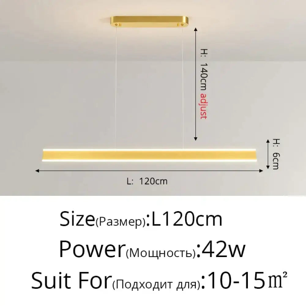 Gold-finished modern minimalist led pendant light salix v pendant with adjustable height for dining room lighting