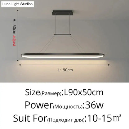 Modern minimalist led black pendant light with sleek metal frame and warm white illumination for dining room