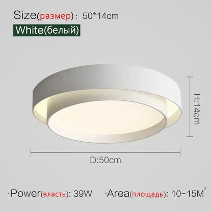 Modern minimalist led ceiling light in white with frosted glass diffuser for bedroom lighting