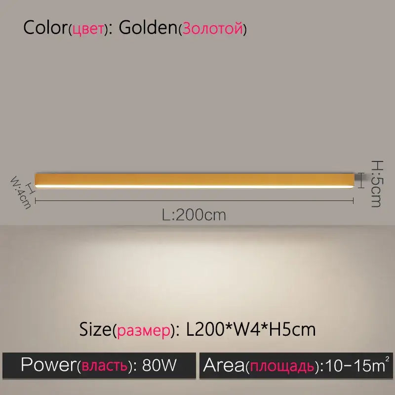 Modern minimalist golden linear led ceiling lamp with sleek metallic finish and slim profile for living room decorbites led ceiling