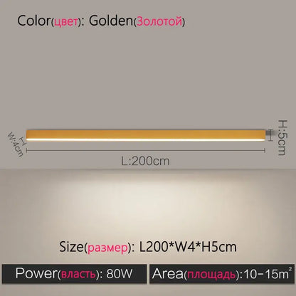 Modern minimalist golden linear led ceiling lamp with sleek metallic finish and slim profile for living room decorbites led ceiling