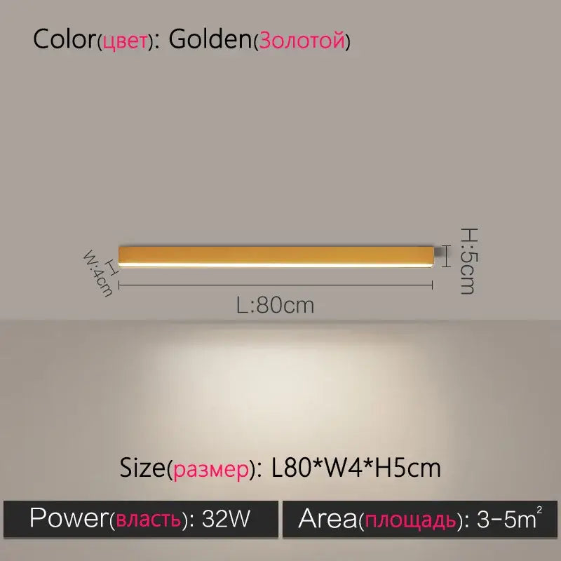 Golden sleek led ceiling lamp with modern rectangular design for living room by decorbites led ceiling collection