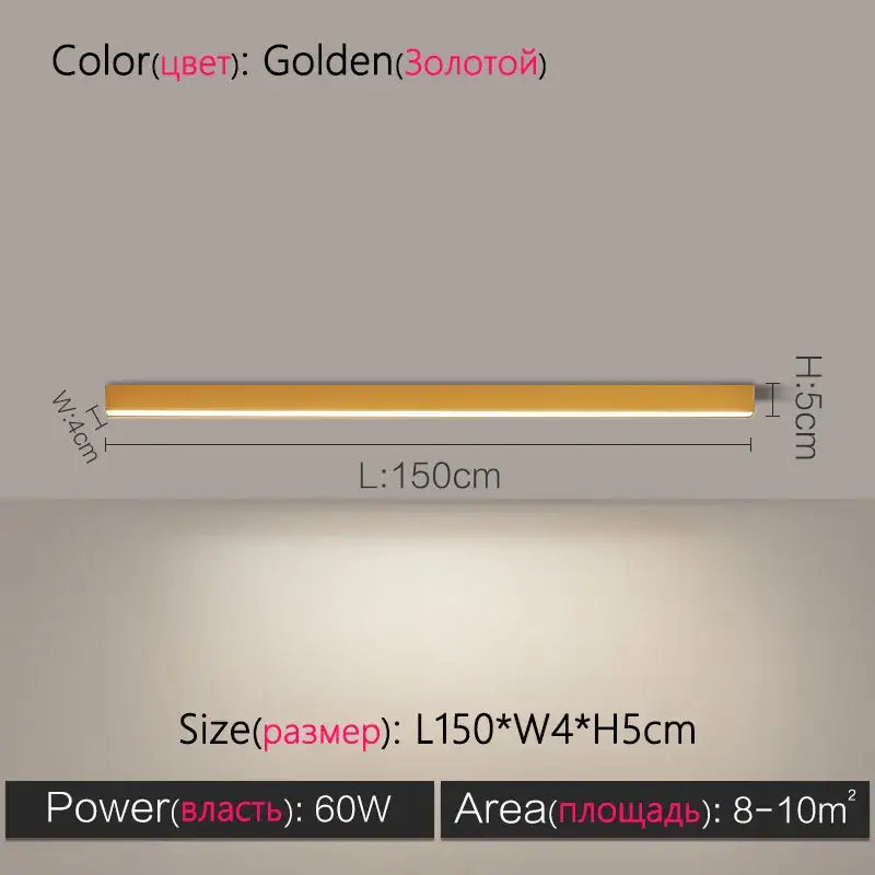 Modern minimalist golden rectangular led ceiling lamp with sleek metallic finish for living room decorbites led ceiling use