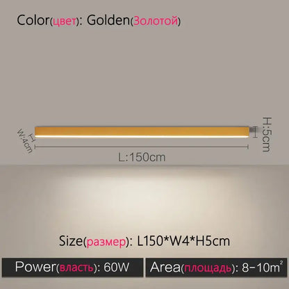 Modern minimalist golden rectangular led ceiling lamp with sleek metallic finish for living room decorbites led ceiling use