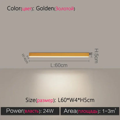 Modern minimalist linear golden sleek led ceiling lamp with rectangular design for living room decorbites led ceiling
